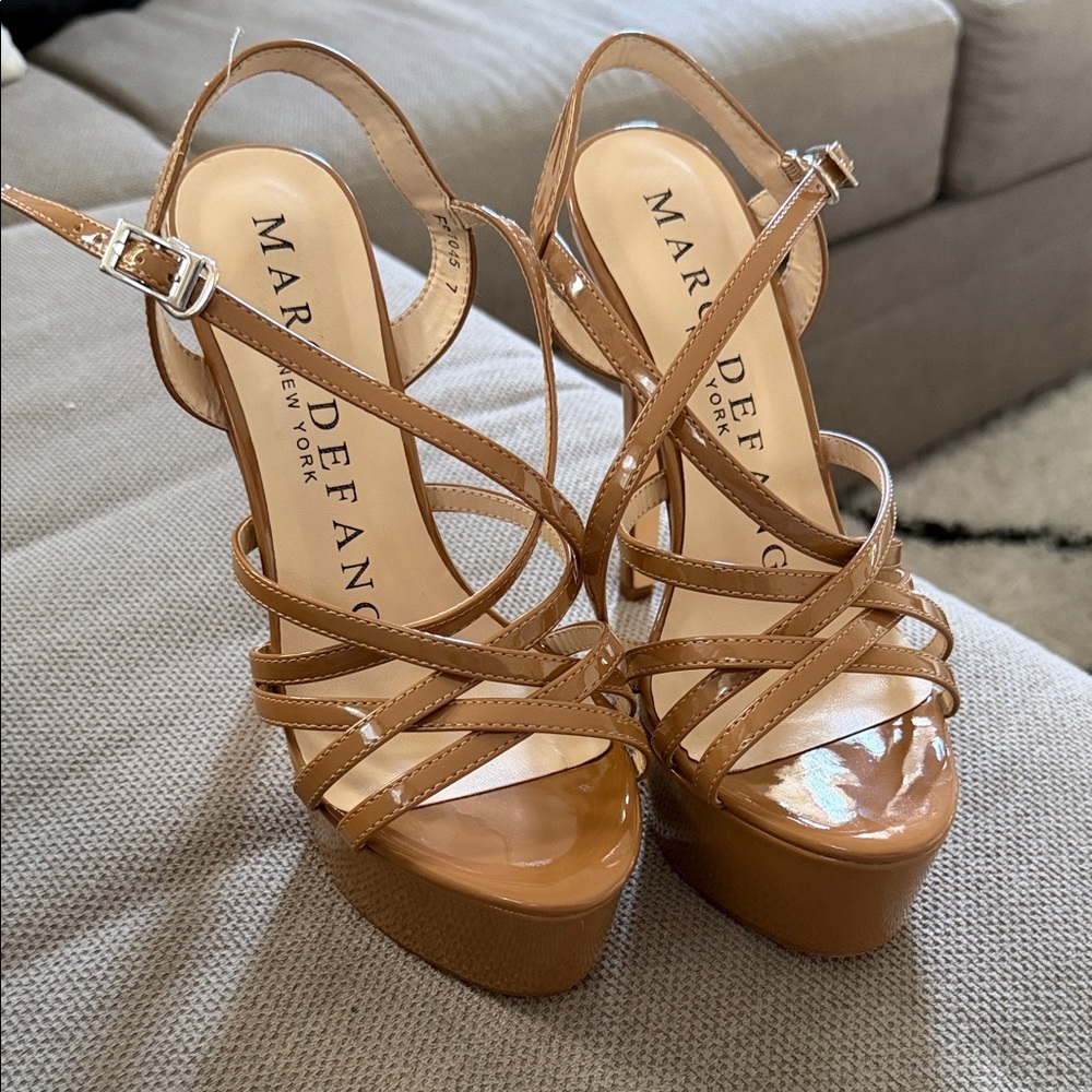 Marc Defang New York Brown Strappy Platform Heels